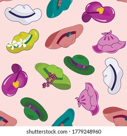 
Summer hats seamless pattern. Vector illustration.