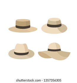 Summer hats set. Fashion women hats. Vector