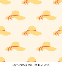 Summer hat.Seamless pattern with headwear.Vector illustration.