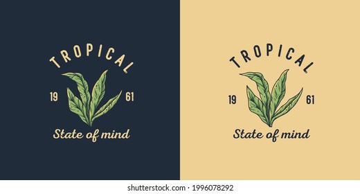 Summer hawaii and tropical surfing. Exotic plant for t-shirt print. Tropic plants for surf design