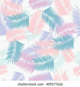 Summer hawaiian seamless pattern with palm tree branches, vector illustration