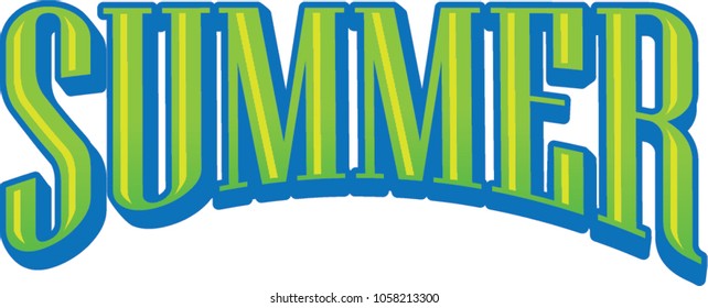 Summer Headline Blue Green Graphic. Summerfun Type Text for Headlines 