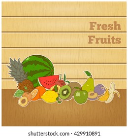 Summer healthy diet organically grown fruits colorful banner abstract isolated vector illustration