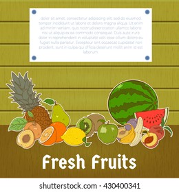 Summer healthy diet organically grown fruits colorful banner abstract isolated vector illustration