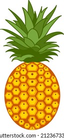 Summer healthy Pineapple isolated on a white background. Vector illustration of tropical fruit in cartoon flat style.