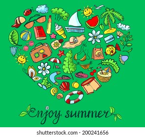 Summer heart shape with lettering