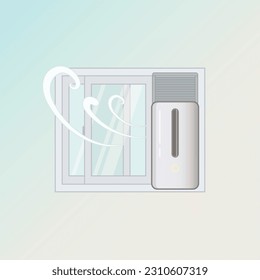 Summer heat air conditioner, window type air conditioner appliance vector illustration