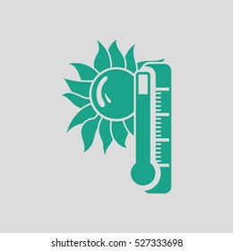 Summer heat icon. Gray background with green. Vector illustration.