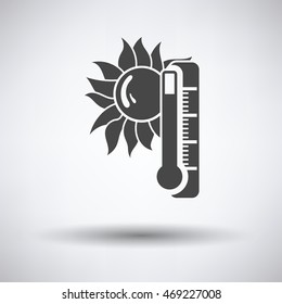 Summer heat icon on gray background with round shadow. Vector illustration.