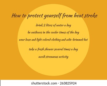 Summer heat safe protect.Slide with information about heat stroke how to protect yourself