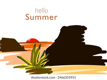 Summer hello background layout banner design. Poster, greeting card, header for website