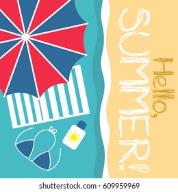 summer hello beach vector flat style illustration
