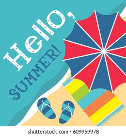 summer hello beach vector flat style illustration
