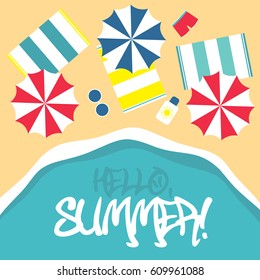 summer hello beach vector flat style illustration