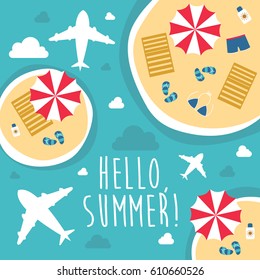 summer hello beach vector flat style illustration