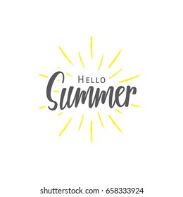 Summer (Hello) lettering typography vector design on white background. Lettering design concept.