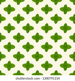 Summer Herb print. Colorful seamless pattern with mint leafs.