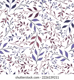 Summer herbal pattern seamless vector. Exotic herb branches wallpaper. Fabric graphic design. Organic stalk herbal branches pattern background. Forest ornament.