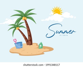 Summer is here banner design template.