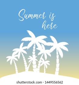 Summer is here, banner with palm tree