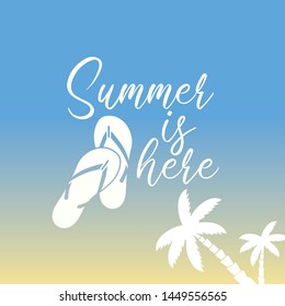 Summer is here, banner with palm tree