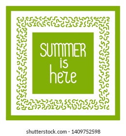 Summer is here. Doodle hand drawing Background. Flowers, leaves. Vector illustration
