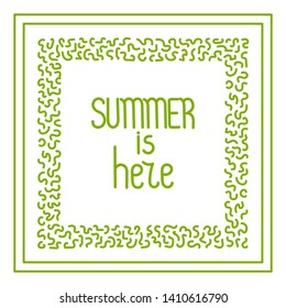 Summer is here. Doodle hand drawing Background. Flowers, leaves. Vector illustration