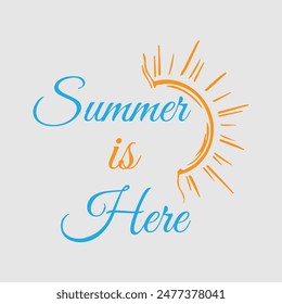 summer is here typography vector.