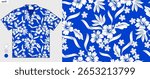 Summer hibiscus flower pattern for Hawaiian shirts, tropical fashion trend for beachwear, stylish fabric print design, hand drawn vector art, high quality and not generated by AI