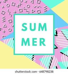 Summer hipster background with geometric texture. Minimal printable journaling card, creative card, art print, minimal label design for banner, poster, flyer.