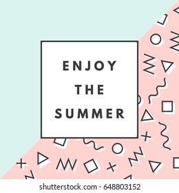 Summer hipster background geometric texture. Minimal printable journaling card, creative card, art print, minimal label design for banner, poster, flyer.