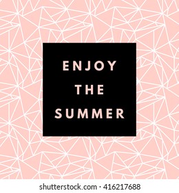 Summer hipster boho chic background with triangular geometric texture. Minimal printable journaling card, creative card, art print, minimal label design for banner, poster, flyer.