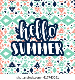 Summer hipster boho chic background with aztec tribal mexican texture. Minimal printable journaling card, creative card, art print, minimal label design for banner, poster, flyer.