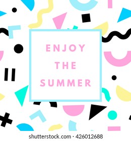 Summer hipster boho chic background with geometric texture. Minimal printable journaling card, creative card, art print, minimal label design for banner, poster, flyer.