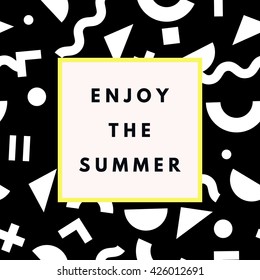 Summer hipster boho chic background with geometric texture. Minimal printable journaling card, creative card, art print, minimal label design for banner, poster, flyer.