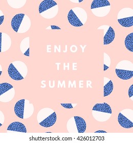 Summer Hipster Boho Chic Background With Geometric Texture. Minimal Printable Journaling Card, Creative Card, Art Print, Minimal Label Design For Banner, Poster, Flyer.