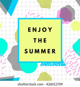 Summer hipster boho chic background with geometric texture. Minimal printable journaling card, creative card, art print, minimal label design for banner, poster, flyer.