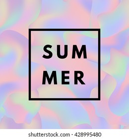 Summer hipster boho chic background with holographic mesh layout. Minimal printable journaling card, creative card, art print, minimal label design for banner, poster, flyer.