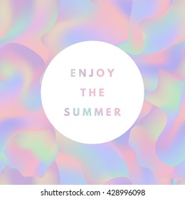 Summer hipster boho chic background with holographic mesh layout. Minimal printable journaling card, creative card, art print, minimal label design for banner, poster, flyer.