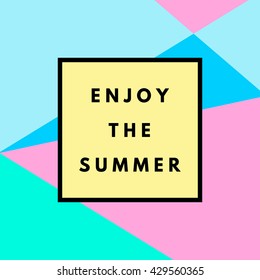 Summer hipster boho chic background with memphis geometric texture. Minimal printable journaling card, creative card, art print, minimal label design for banner, poster, flyer.
