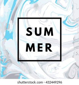 Summer hipster boho chic background with marbling texture. Minimal printable journaling card, creative card, art print, minimal label design for banner, poster, flyer. Marble effect
