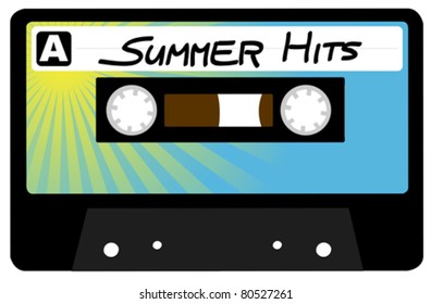 Summer Hits - Retro Audio Cassette Tape Isolated on White