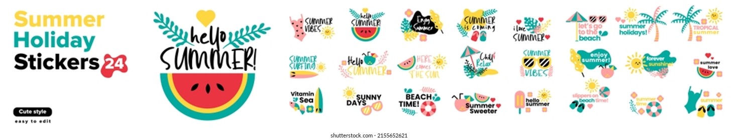 Summer Holiday 24 Stickers Mega Set Collections.