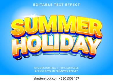 Summer holiday 3D editable text effect template