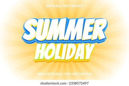 vacaciones de verano 3d efecto de texto editable, plantilla con estilo 3d uso para logotipo y marca comercial