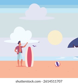 Summer Holiday Activity Vector Illustration. Colorful flat vector style