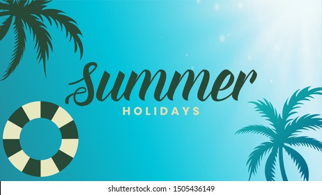 Summer holiday background with  life-saving wheel 