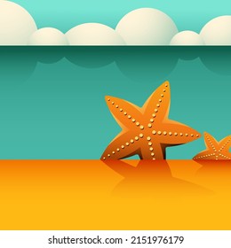 Summer holiday background with natural sea scenery. Design element can be used for backdrop, wallpaper, vector, illustration