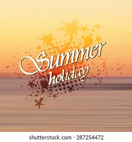 Summer holiday background, sunset on the beach 
