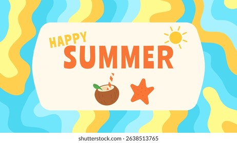summer holiday background. Summer Theme Happy Holiday Banner with Tropical Background. 